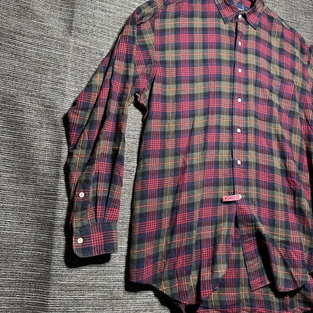 Polo Ralph Lauren Flannel Shirt Men's Large Plaid Blue Red Button Elliott